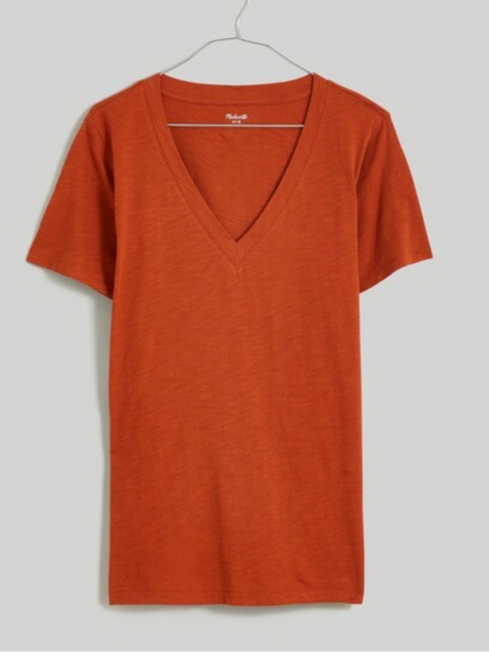 Madewell Whisper Cotton V-Neck Tee | XXS | Faded Rust